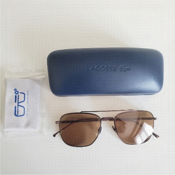 Authentic Lacoste L201SPC 033 54 Brown Metal Sunglasses - Picture 1 of 9